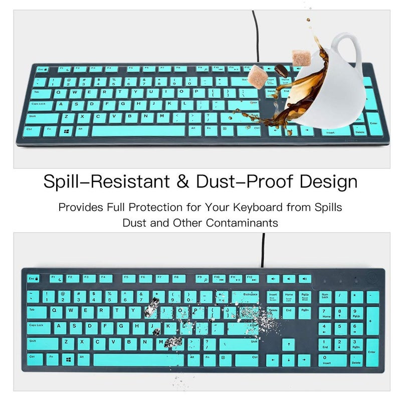 imComor Keyboard Cover for Dell KB216 KB216p Wired & Dell KM636 Wireless Keyboard/Dell Optiplex 5250 3050 3240 5460 7450 7050/Dell Inspiron AIO 3475/3670/3477 All-in one Desktop Keyboard Skin, Mint Green - Image 5